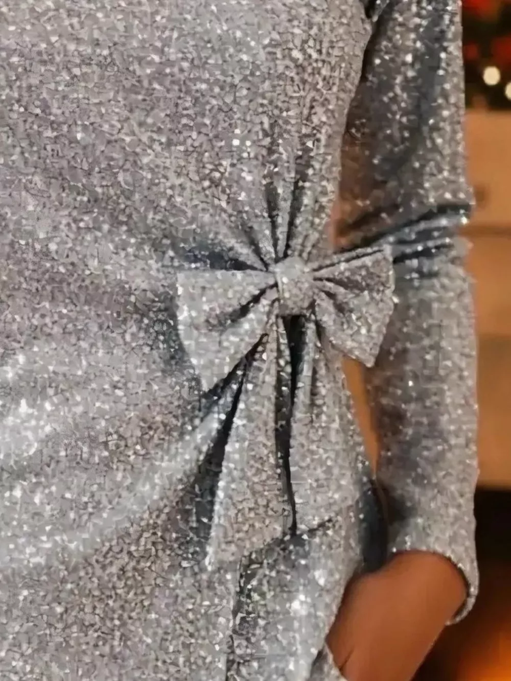 Full Size Sequin Bow-Knot Long Sleeve Top Plus Size, image 11