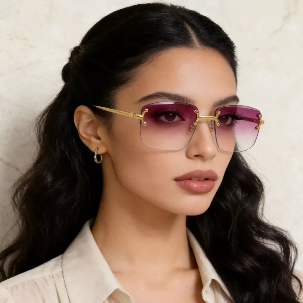 Rimless Gradient Tinted Sunglasses, image 3