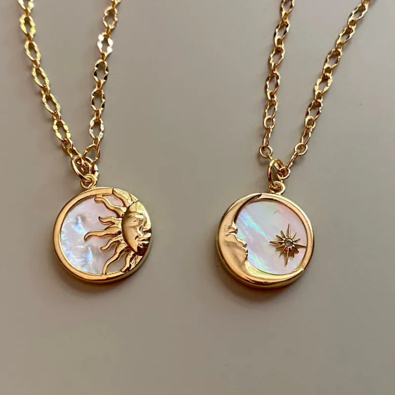 Titanium Steel Sun & Moon Necklace, image 4