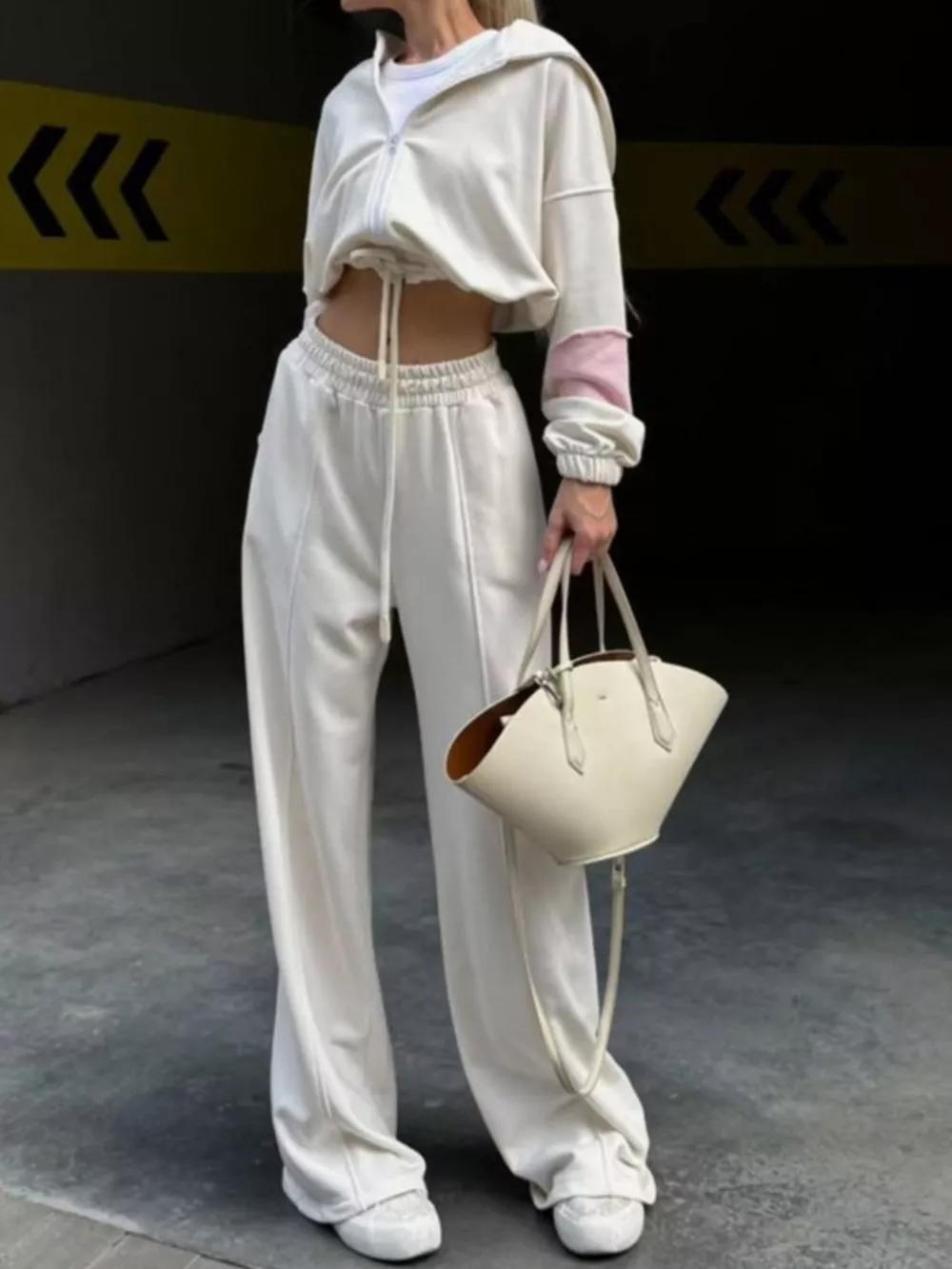 Zip Up Hoodie and Wide-Leg Pants Set, image 2