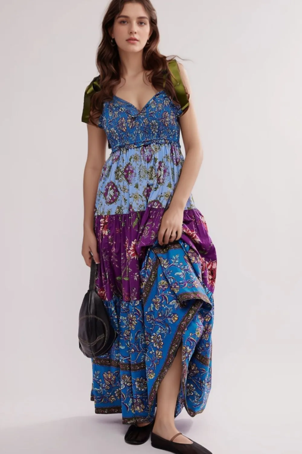 Floral Tiered Maxi Dress with Mixed Print Design, image 20