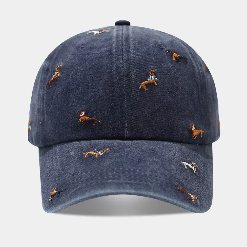 Dog Embroidered Washed Cotton Baseball Cap, image 3