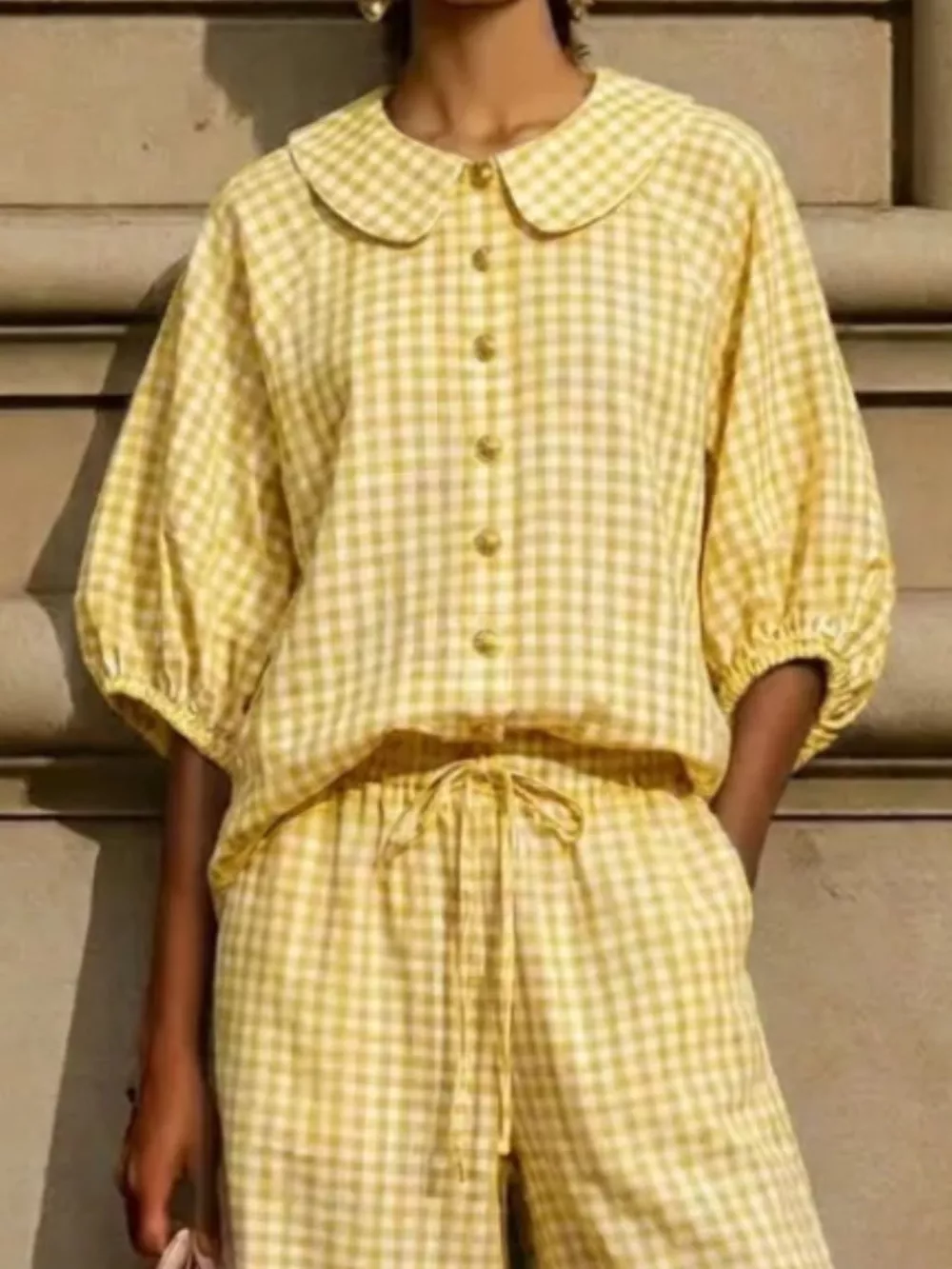 Full Size Plaid Button Up Shirt and Pants Set Plus Size, image 16