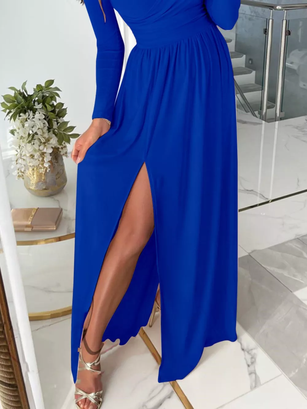 Slit Surplice Cold Shoulder Maxi Dress, image 11