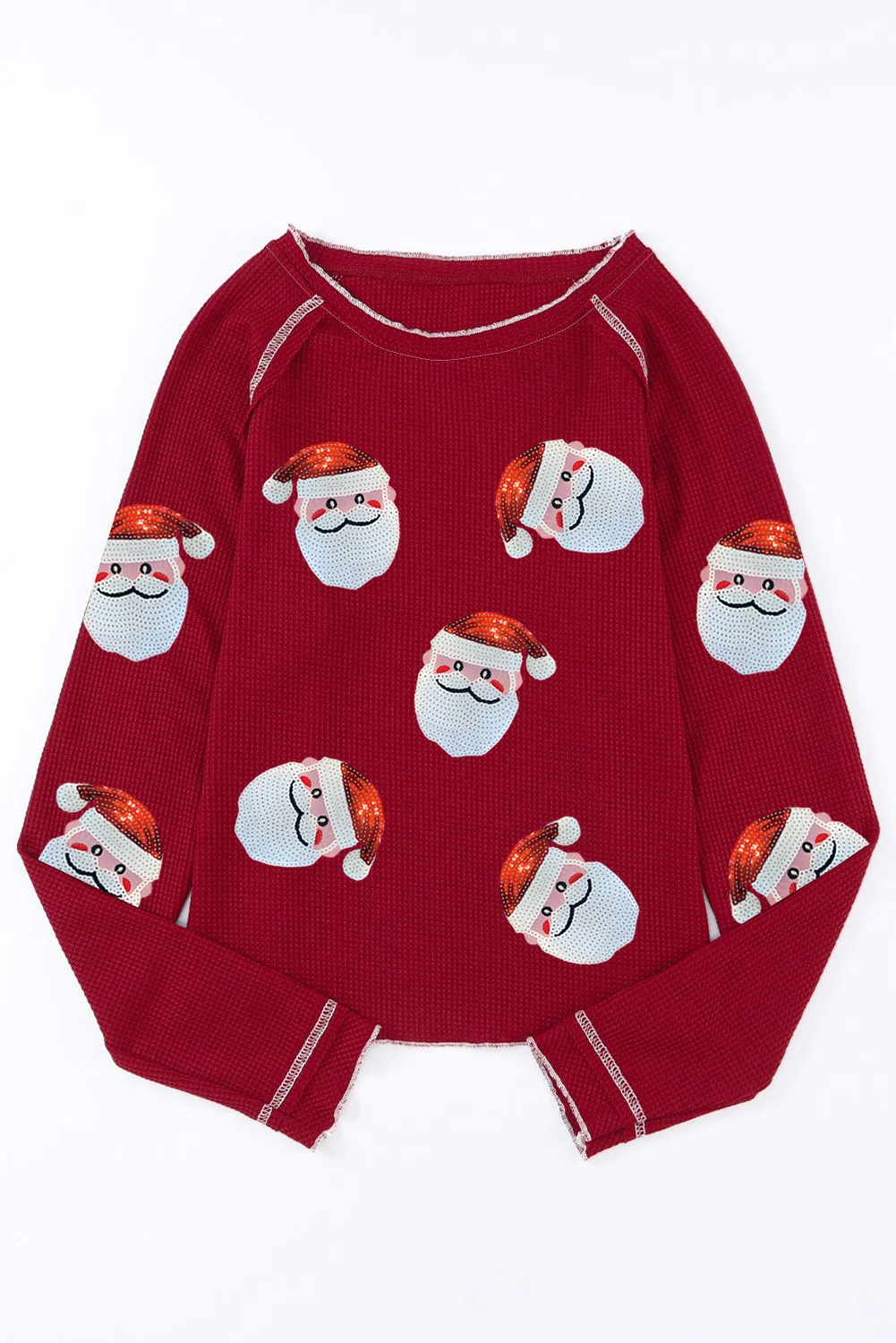 Sequin Santa Round Neck Long Sleeve Blouse, image 5