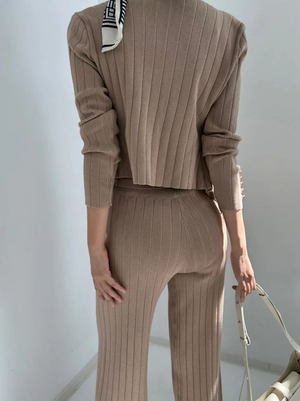 V-Neck Tank, Cardigan and Pants Three-Piece Sweater Set, image 12