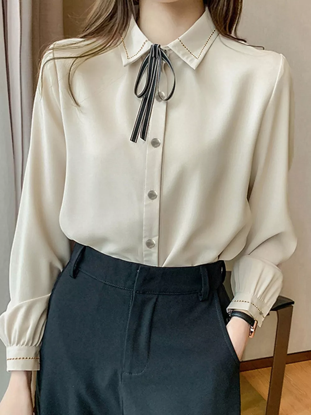 Bow Tie Long-Sleeve Shirt, image 8