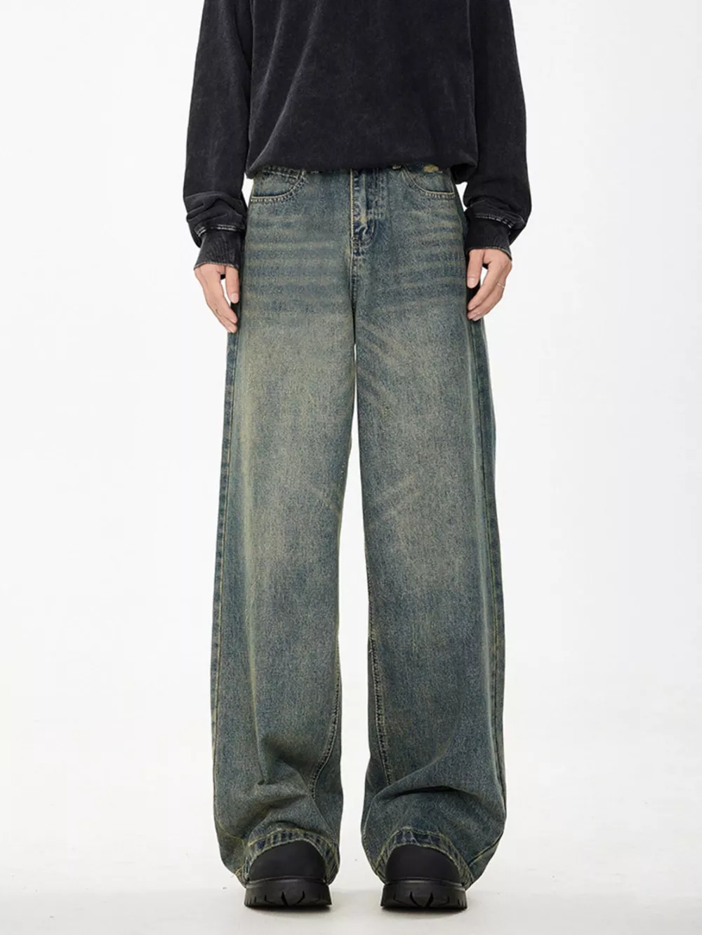 Men's Full Size Wide Leg Relaxed Fit Jeans Plus Size, image 2