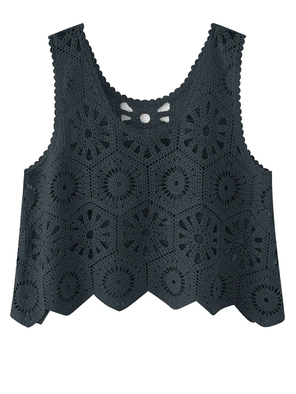 Openwork Round Neck Knit Vest, image 24