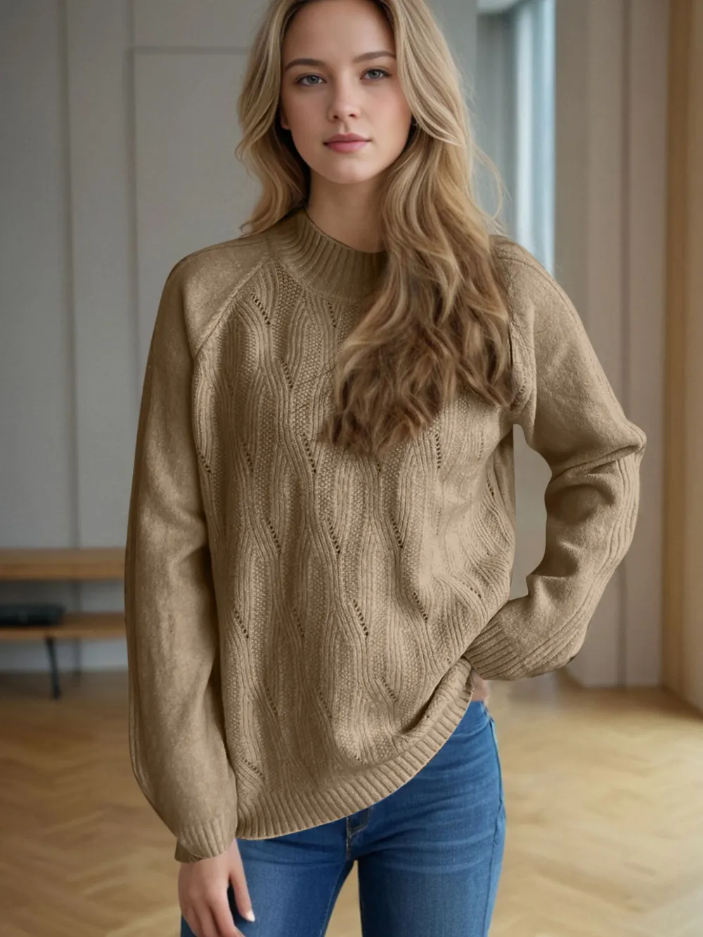 Mock Neck Long Sleeve Sweater, image 9
