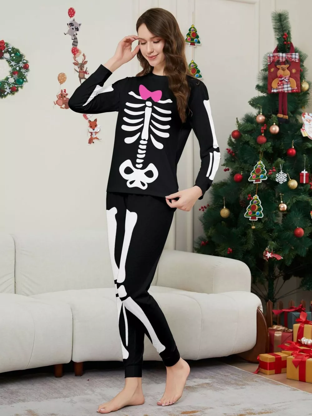 Full Size Matching Family Skeleton Pajama Set Plus Size, image 5