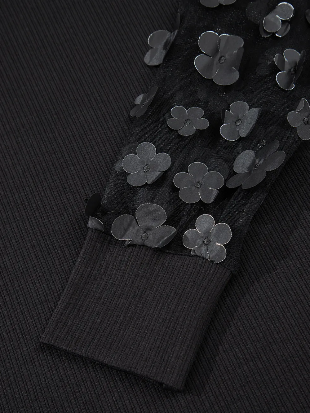 Flower Sheer Sleeve V-Neck Blouse, image 8