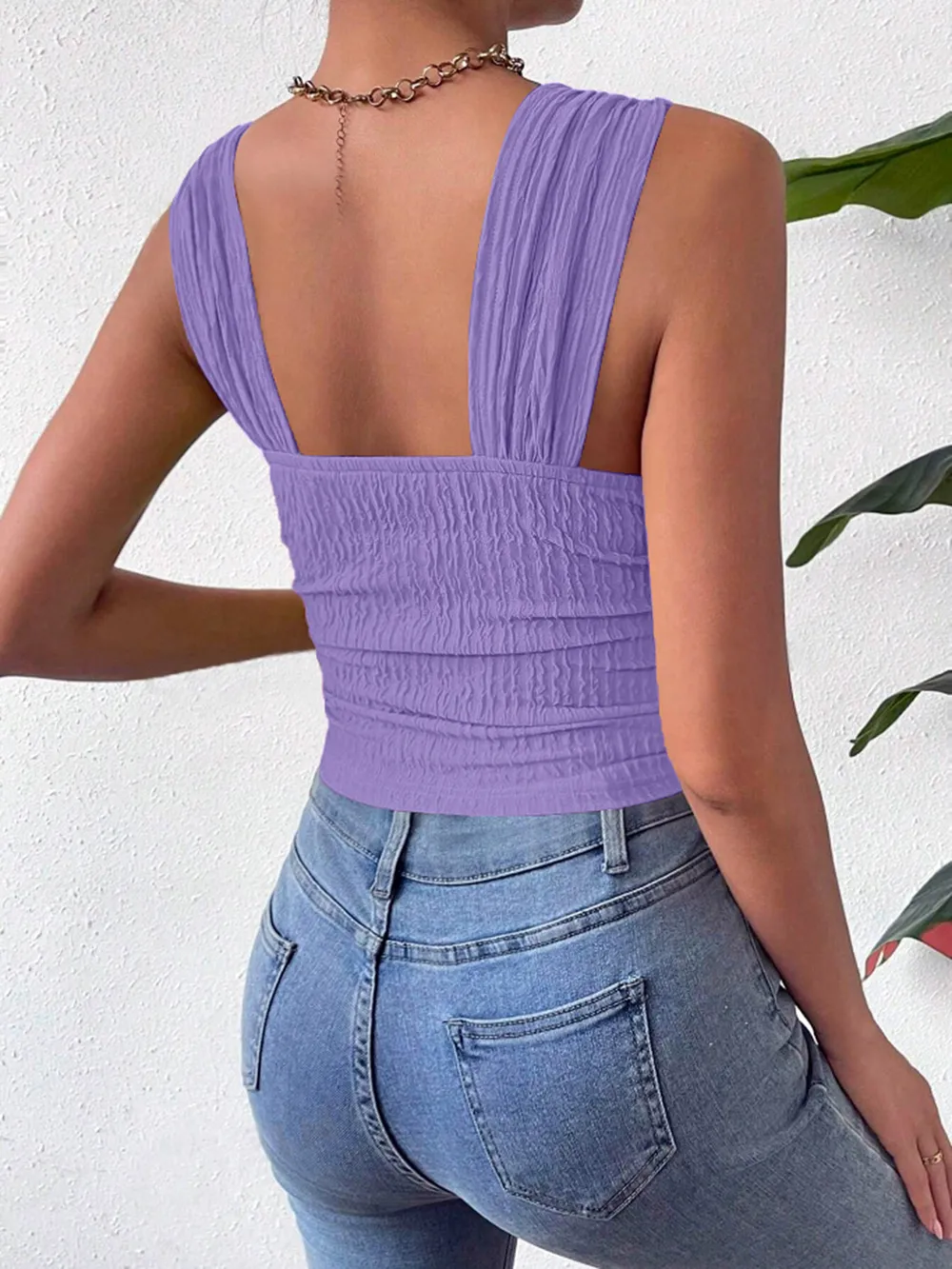 Textured Square Neck Wide Strap Tank, image 24