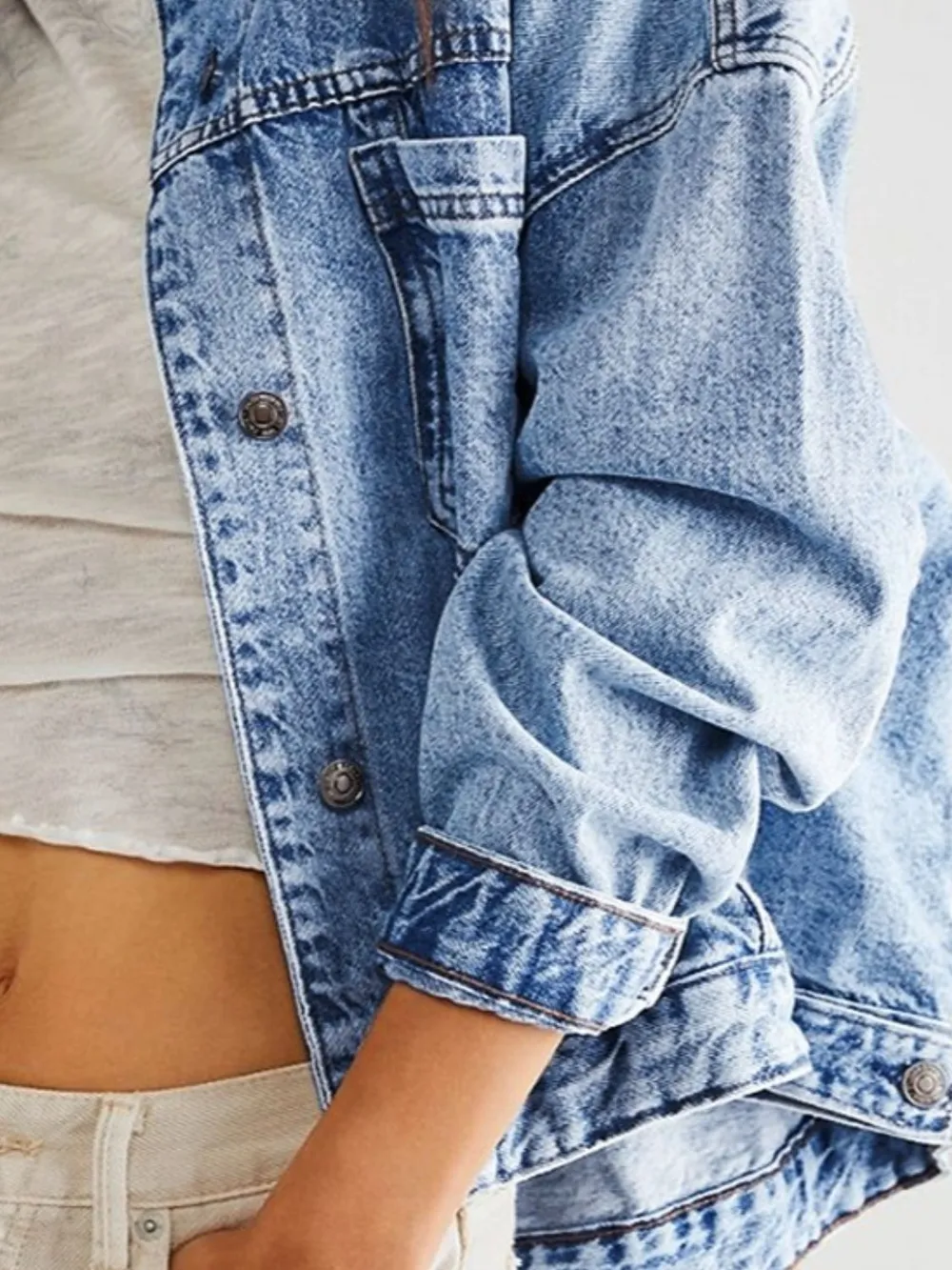 Pocketed Button Up Denim Jacket, image 16