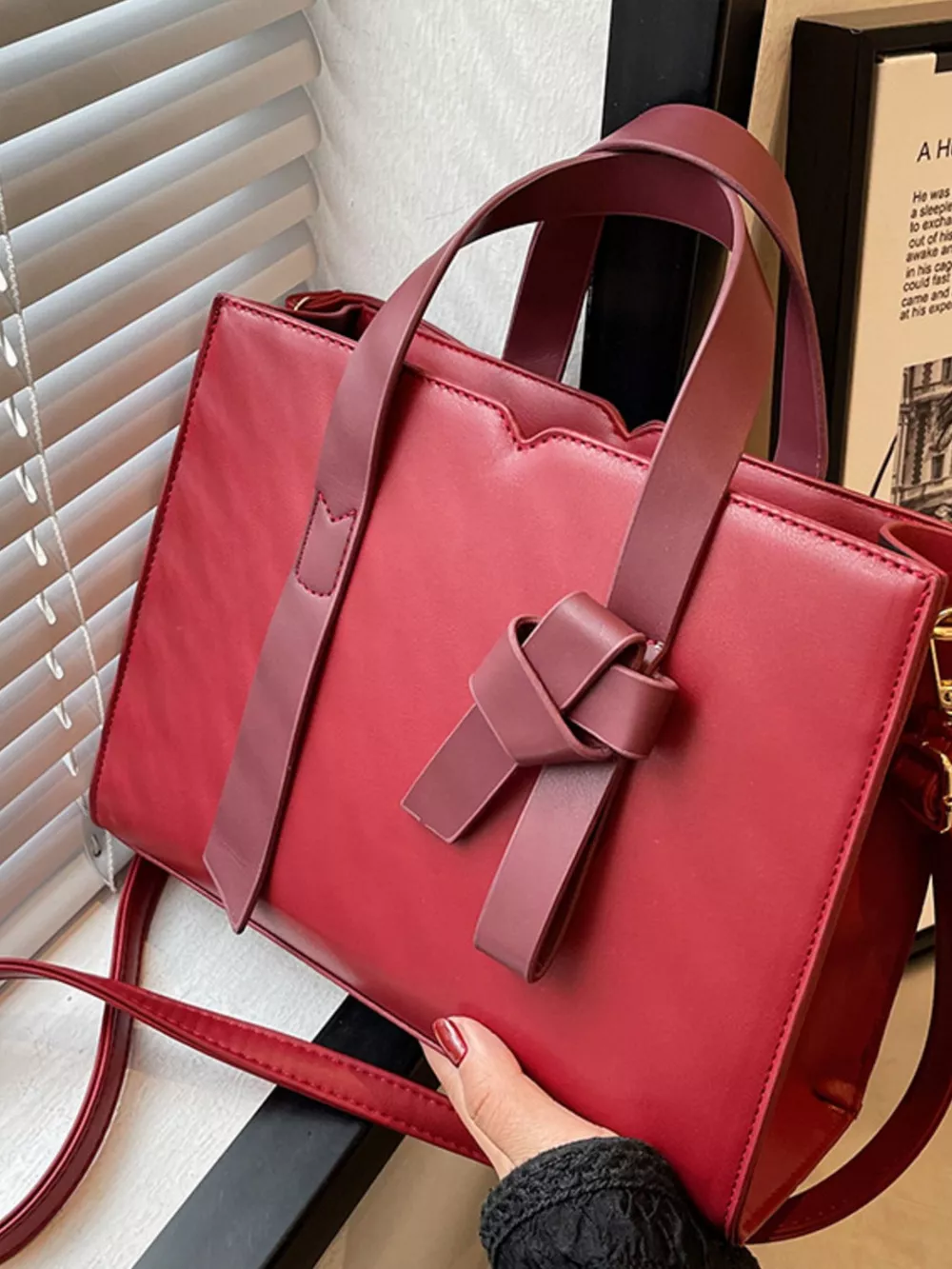 Faux Leather Tote Bag, image 6