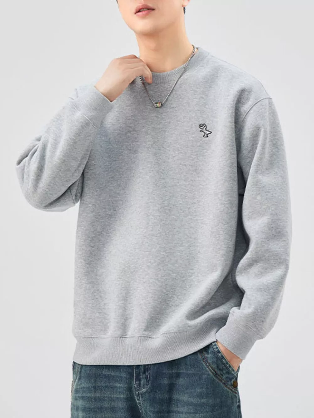 Men's Plus Size Round Neck Long Sleeve Sweatshirt, image 4