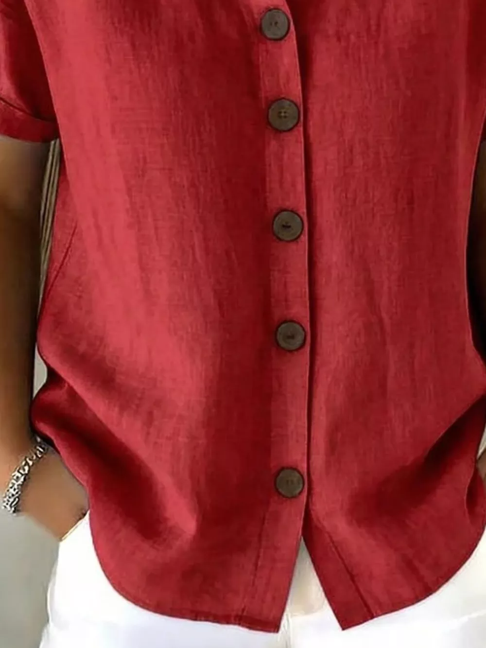 Full Size Button-Down Short Sleeve Shirt Plus Size, image 11
