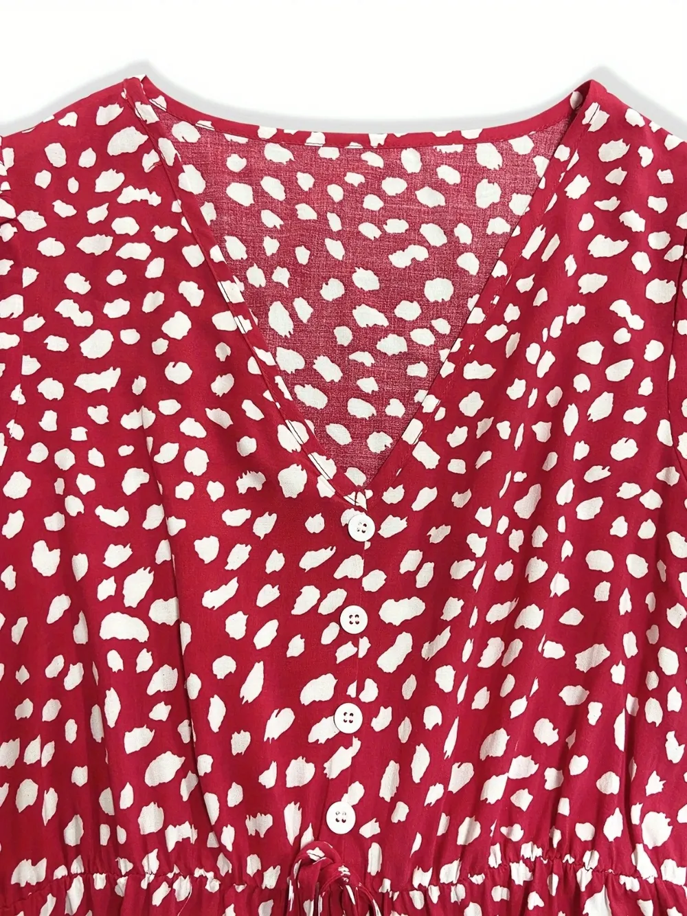 Printed V-Neck Short Sleeve Mini Dress, image 4