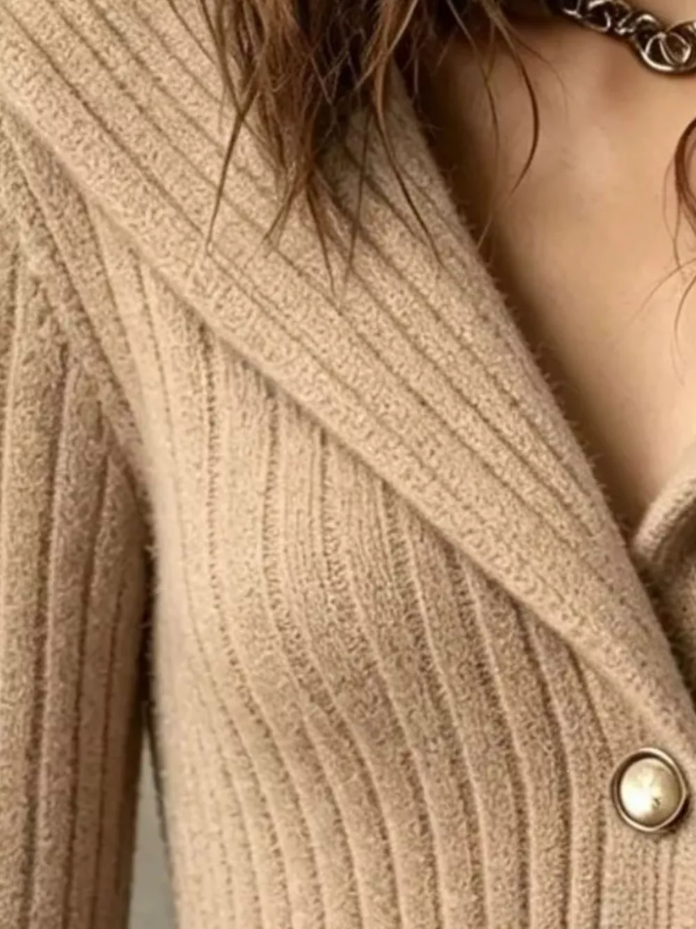 Full Size Ribbed Knit Button-Down Front Cardigan Plus Size, image 5