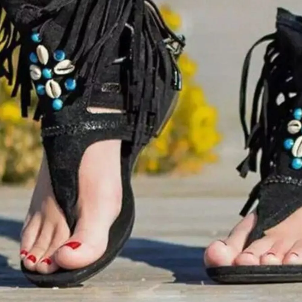 Fringe Ankle Cuff Sandals, image 3