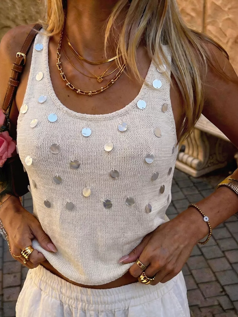 Sequin Scoop Neck Tank, image 3