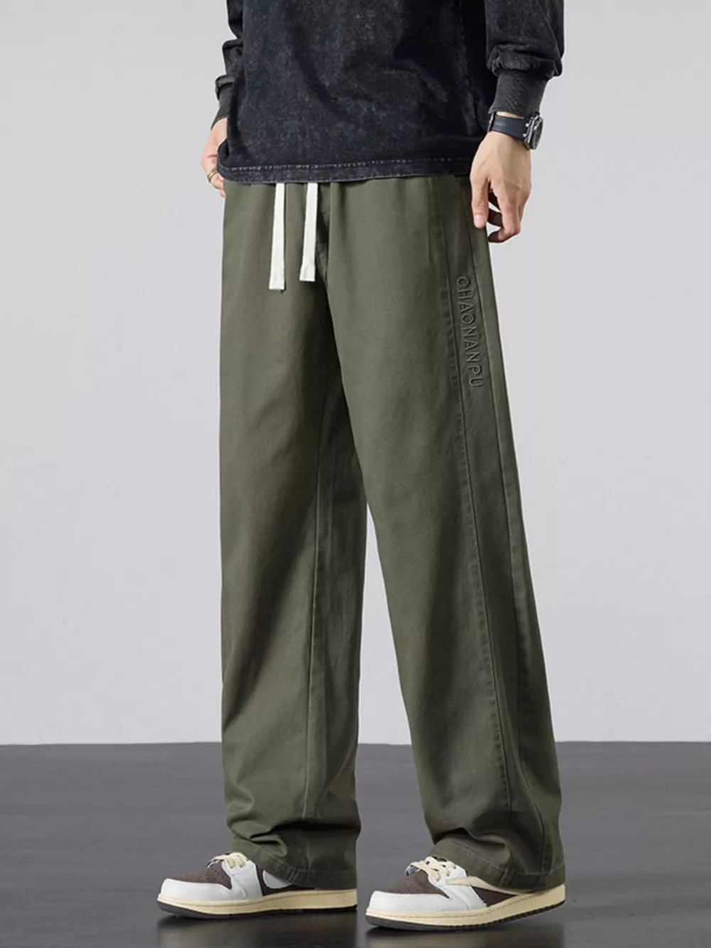 Men's Plus Size Drawstring Wide Leg Pants