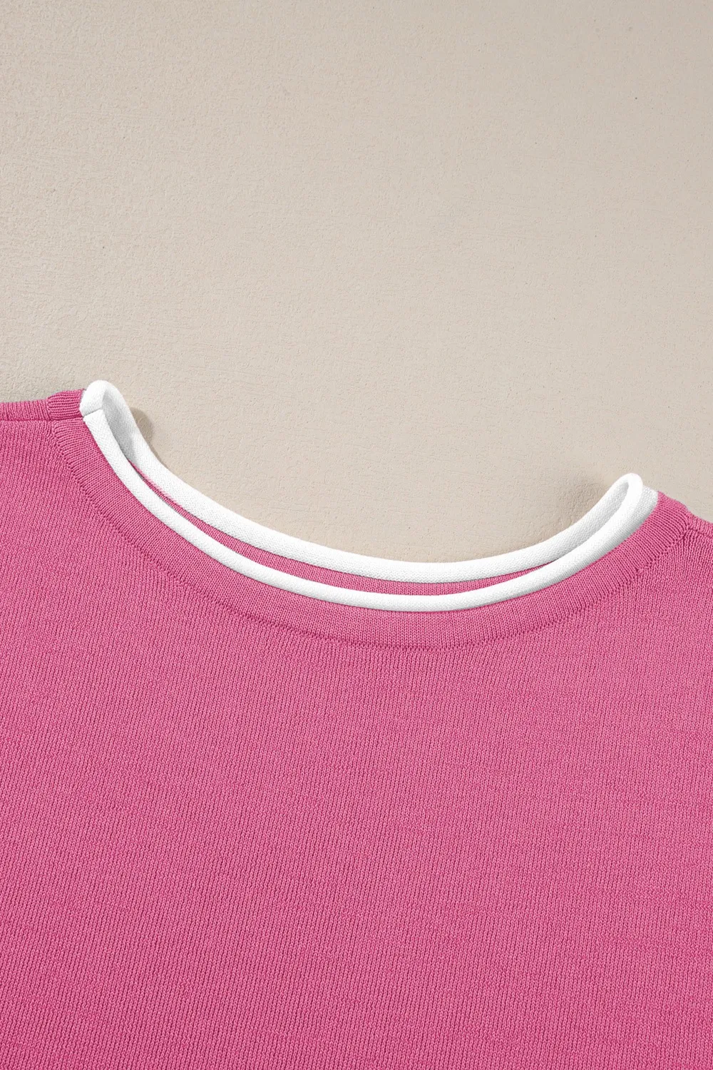 Contrast Trim Round Neck Top and Pants Set, image 20