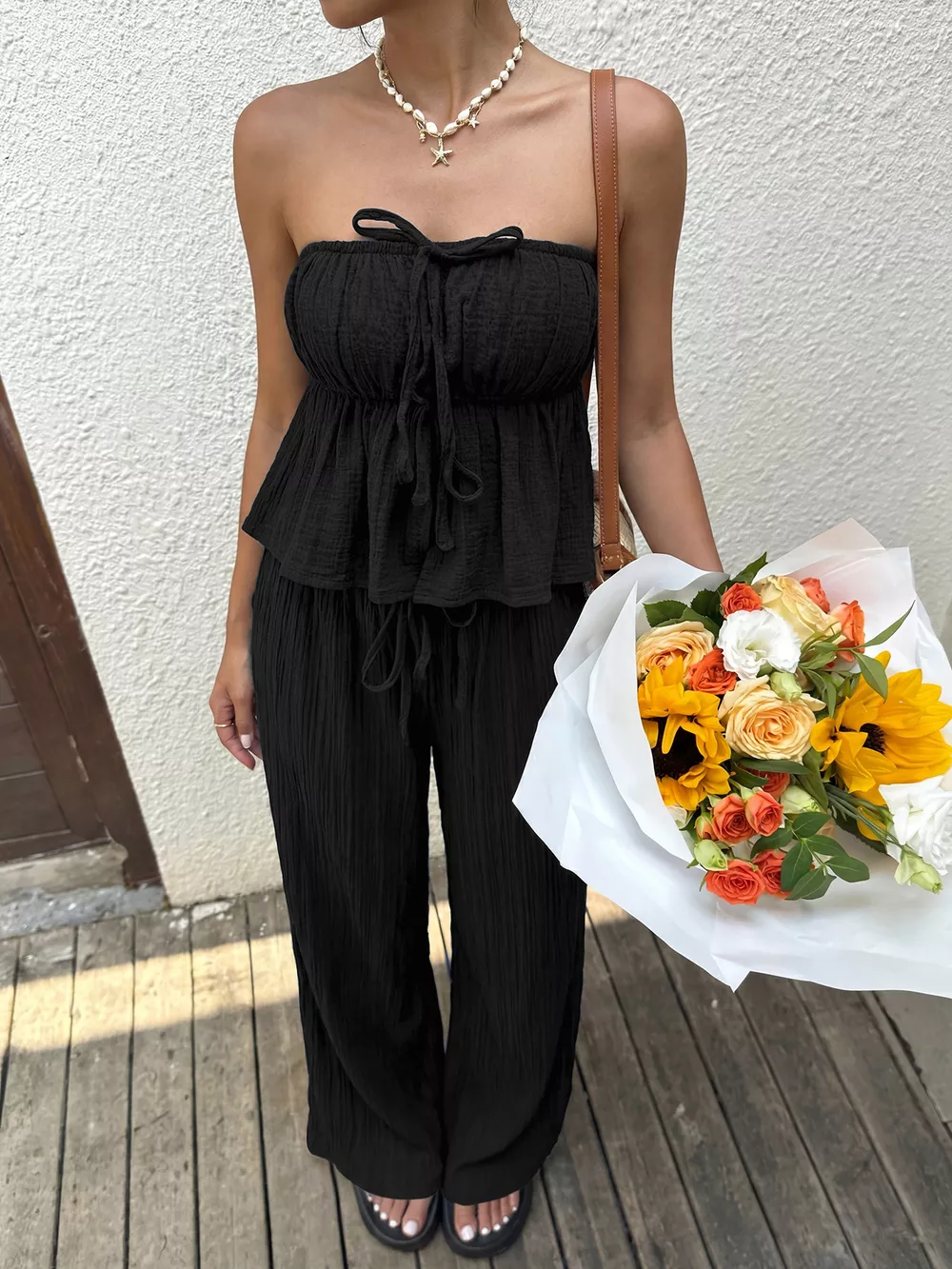 Tube Top and Wide-Leg Pants Set, image 11