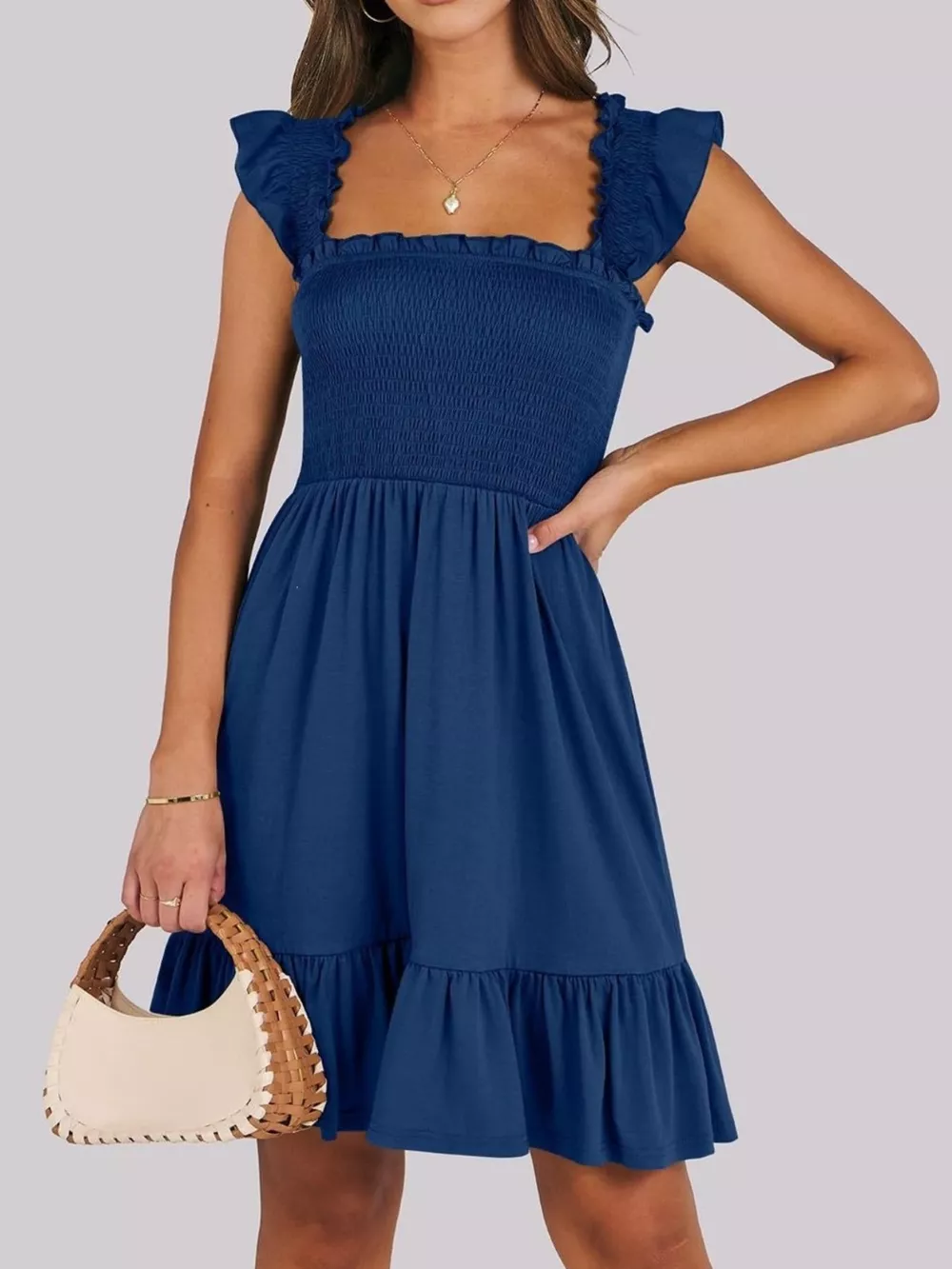 Smocked Ruffle Hem Mini Dress, image 14