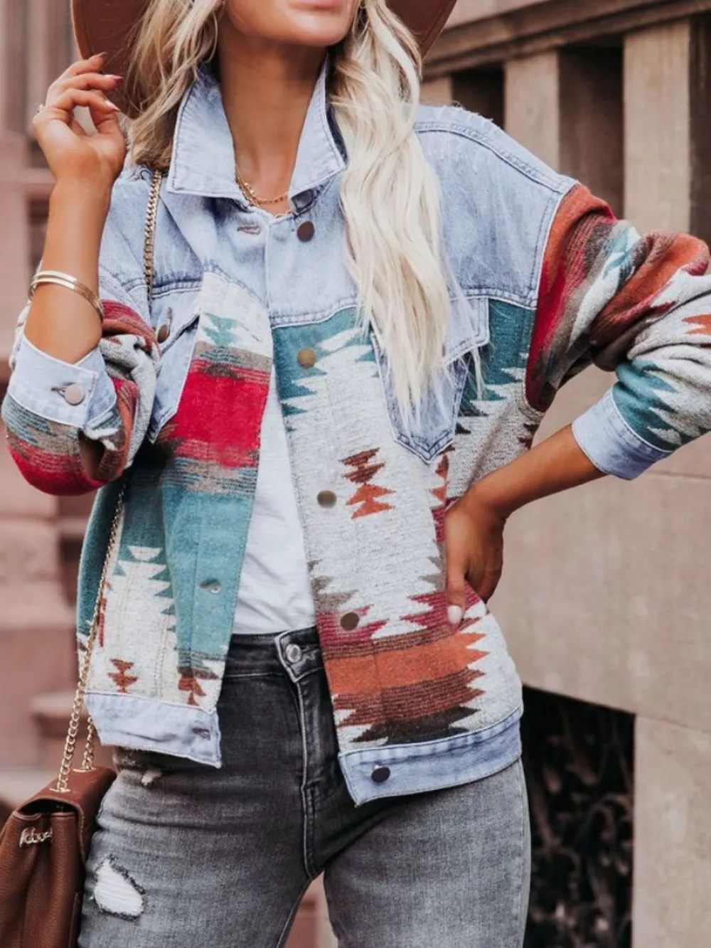 Geometric Button Up Long Sleeve Jacket, image 3