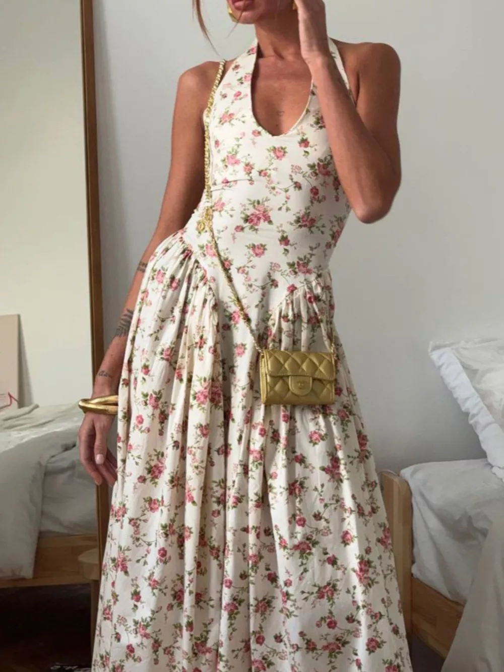 Floral Print Halter Neck Midi Dress, image 4