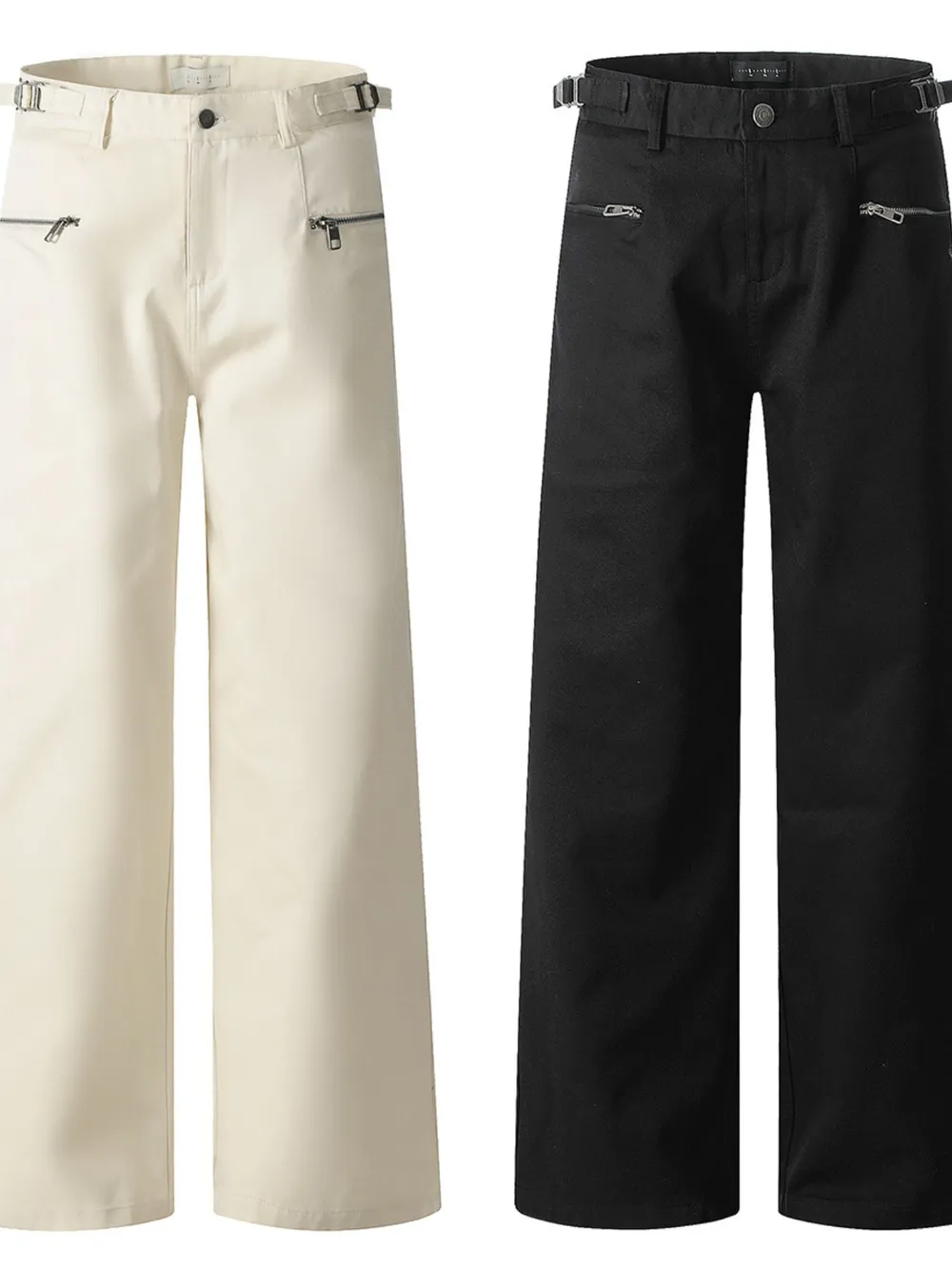 Men's Wide Leg Cargo Pants with Zipper Closure Pockets, image 11