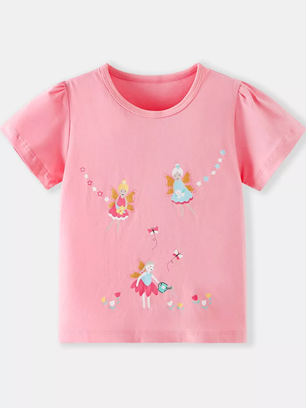 Children's Fairy Print Round Neck T-Shirt