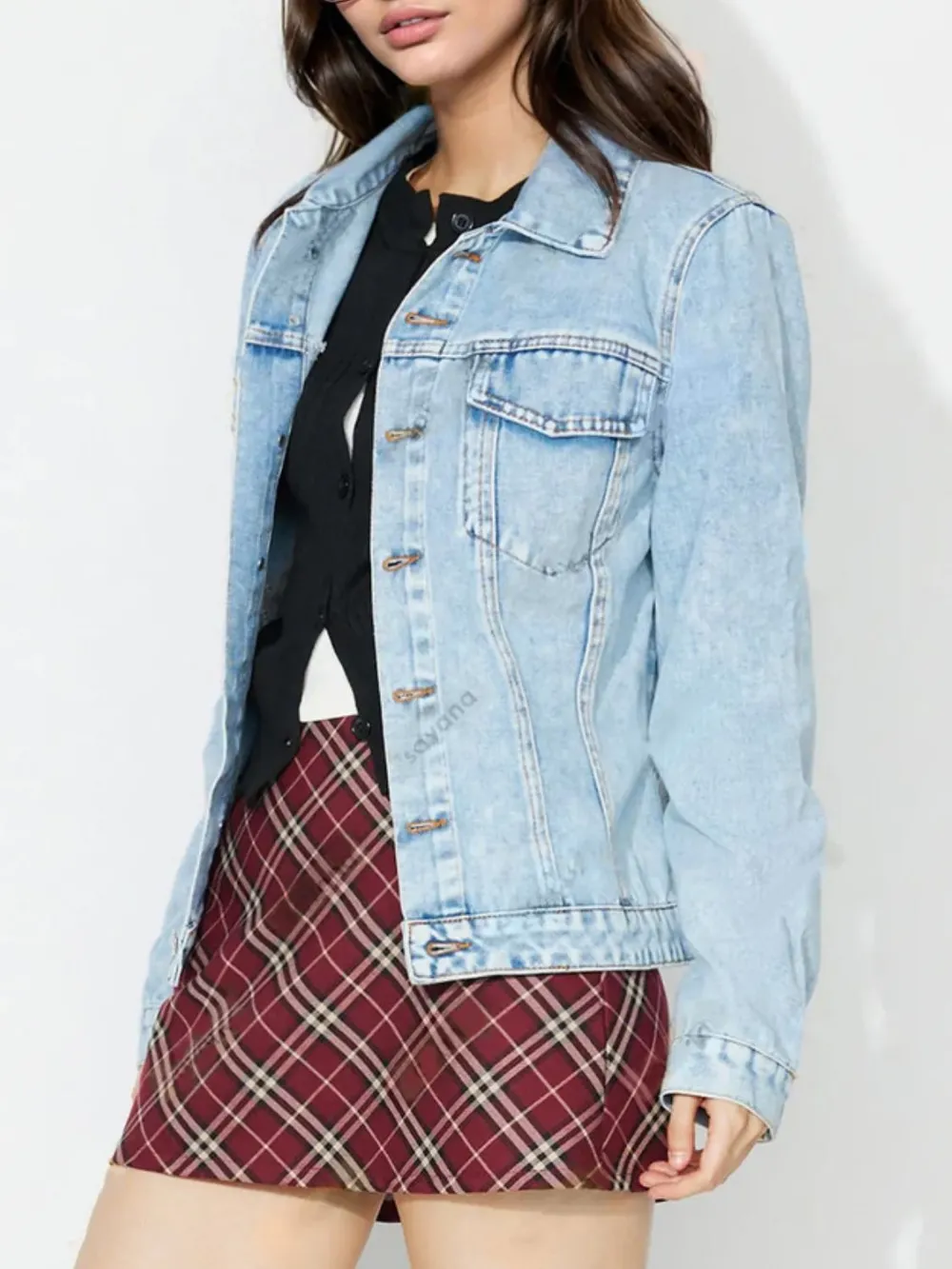 Button Up Long Sleeve Denim Shacket, image 3