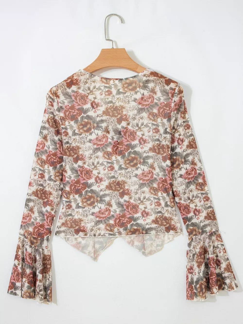 Floral Print Flounce Sleeve Blouse, image 9