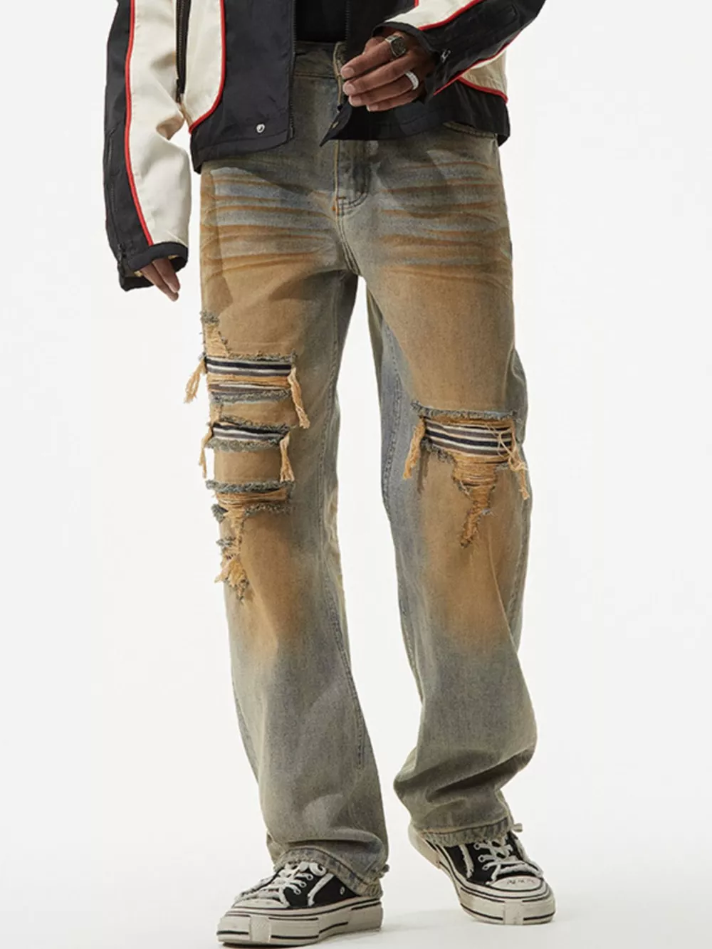 Men's Distressed Loose Fit Jeans, image 2