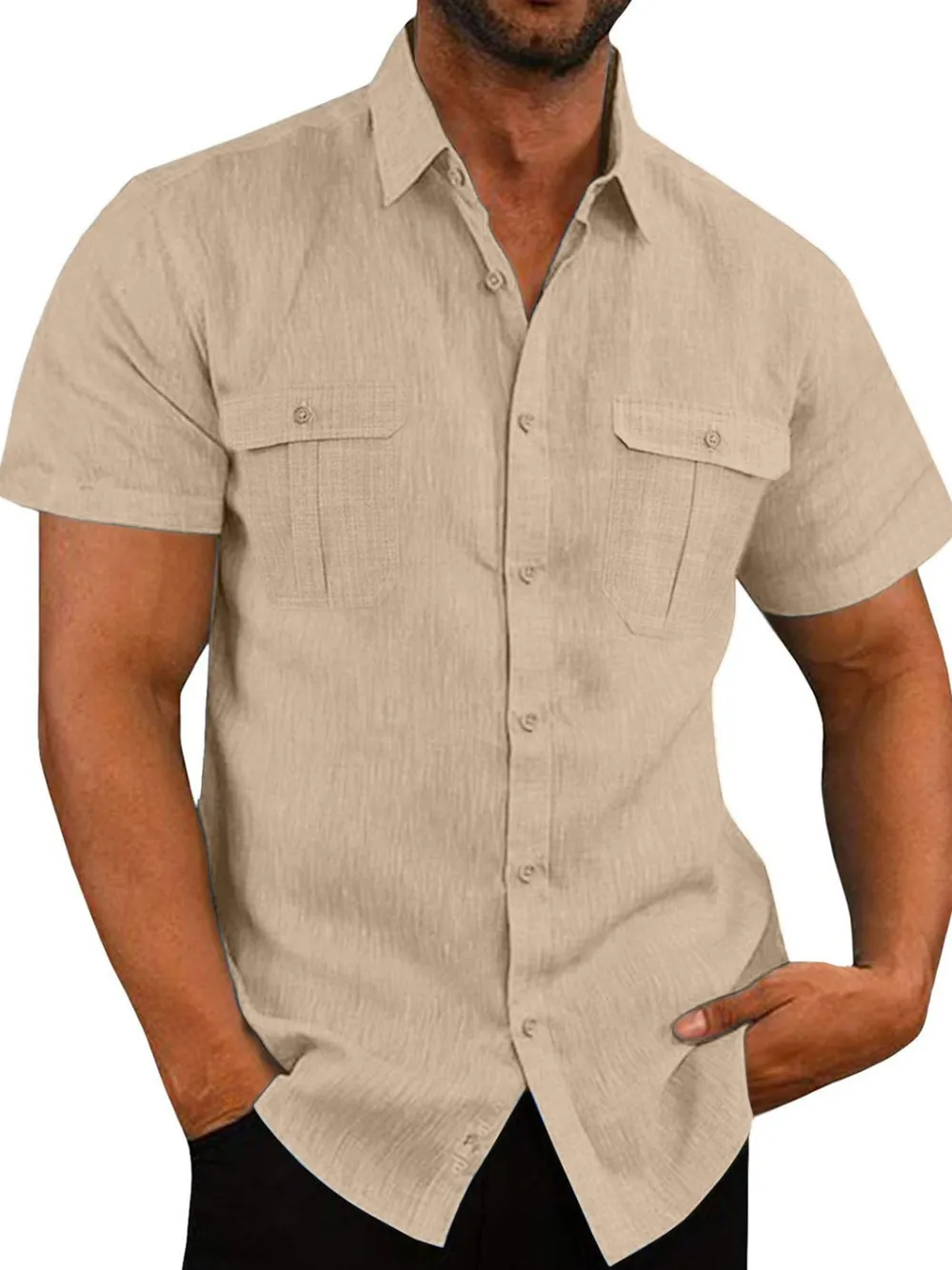Men's Plus Size Collared Neck Short Sleeve Shirt, image 12