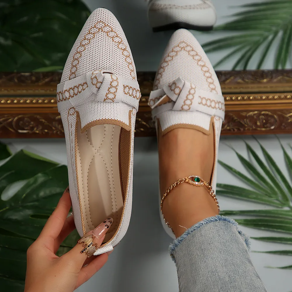 knitted Slip-On Flats with Bow, image 9