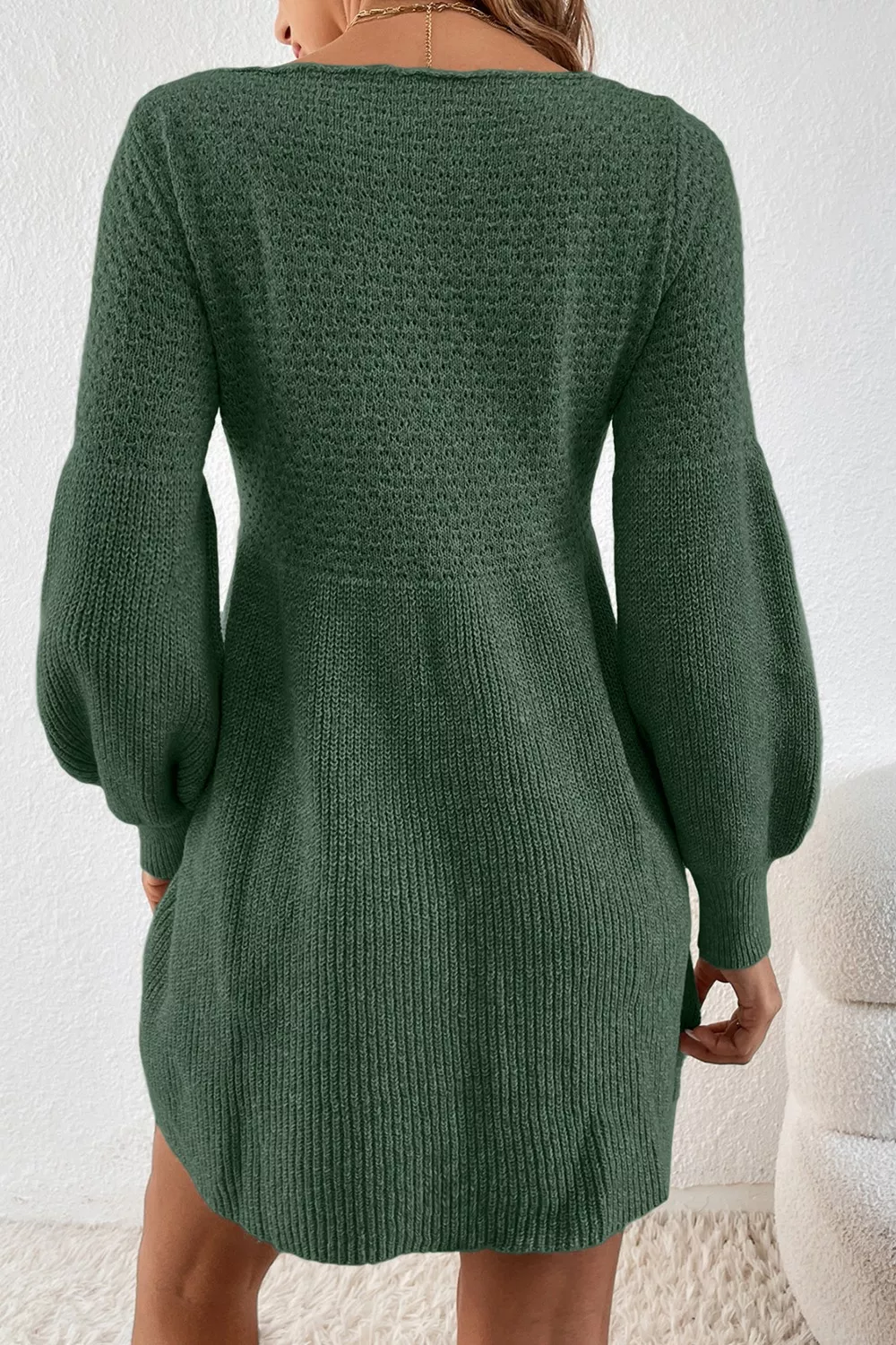 Round Neck Long Sleeve Mini Dress, image 3