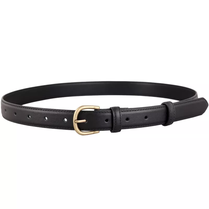 Skinny Leather Belt with Golden Buckle, image 4
