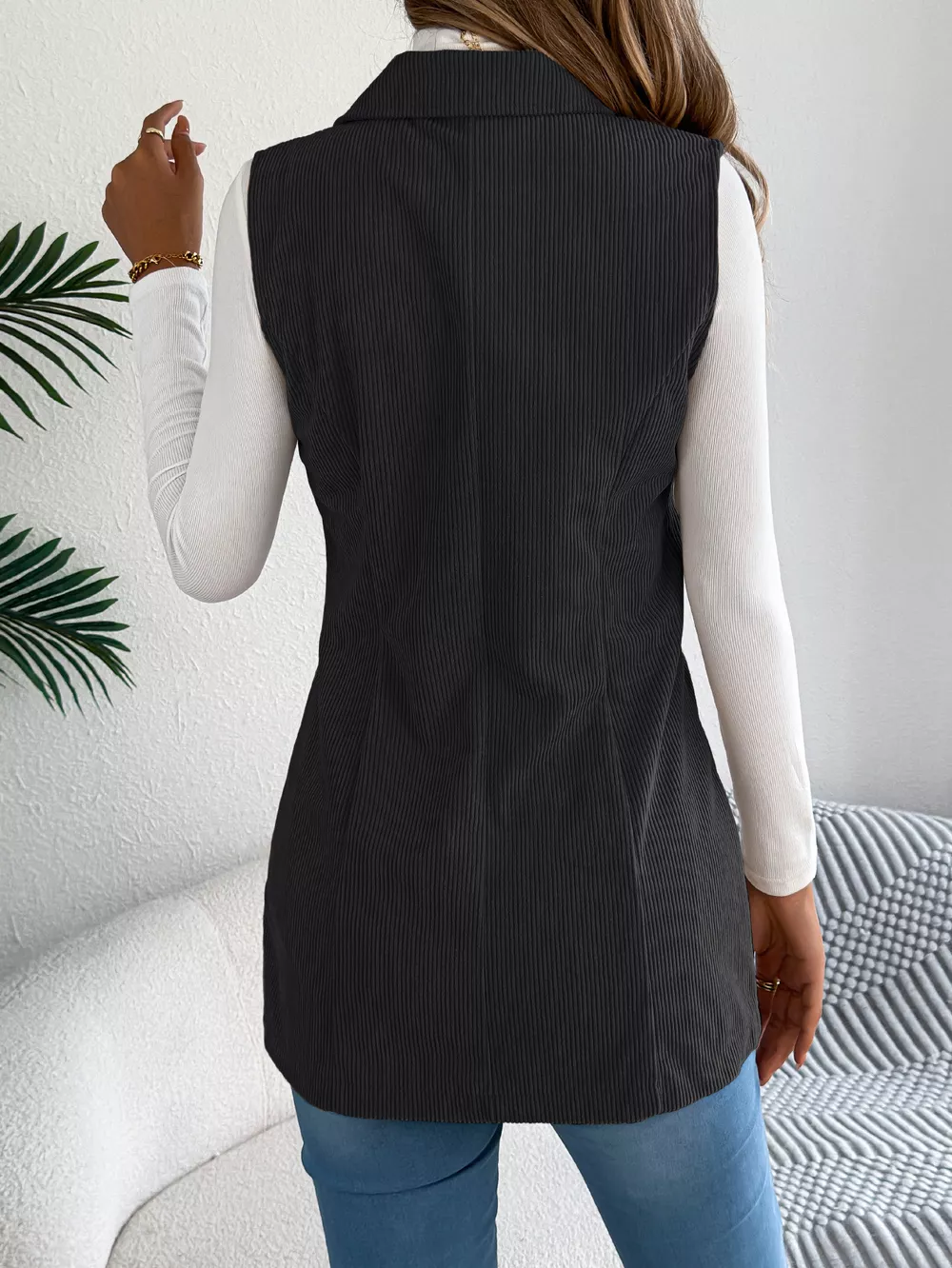Button-Front Longline Vest Coat, image 14