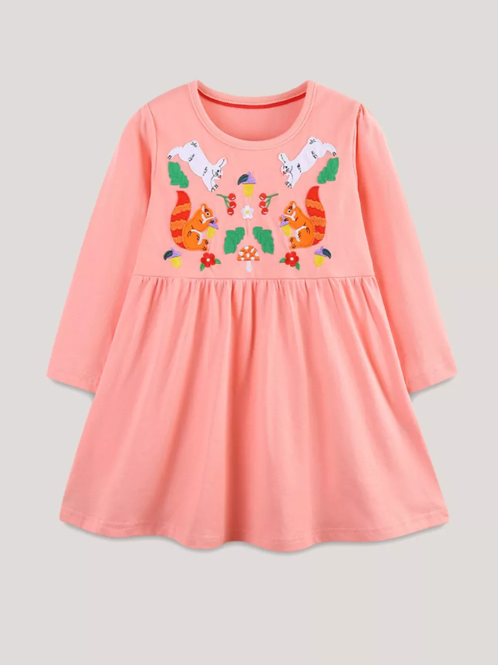 Children's Animal Embroidered Long Sleeve Dress, image 2