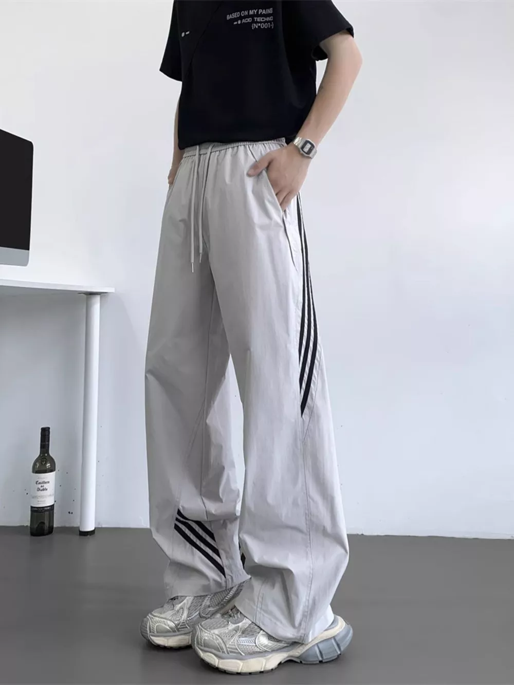 Men's Full Size Striped Wide Leg Pants Plus Size, image 5