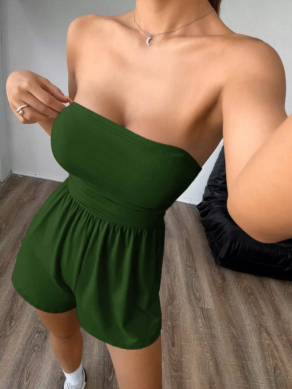 Chic Strapless Ruched Waist Romper, image 6