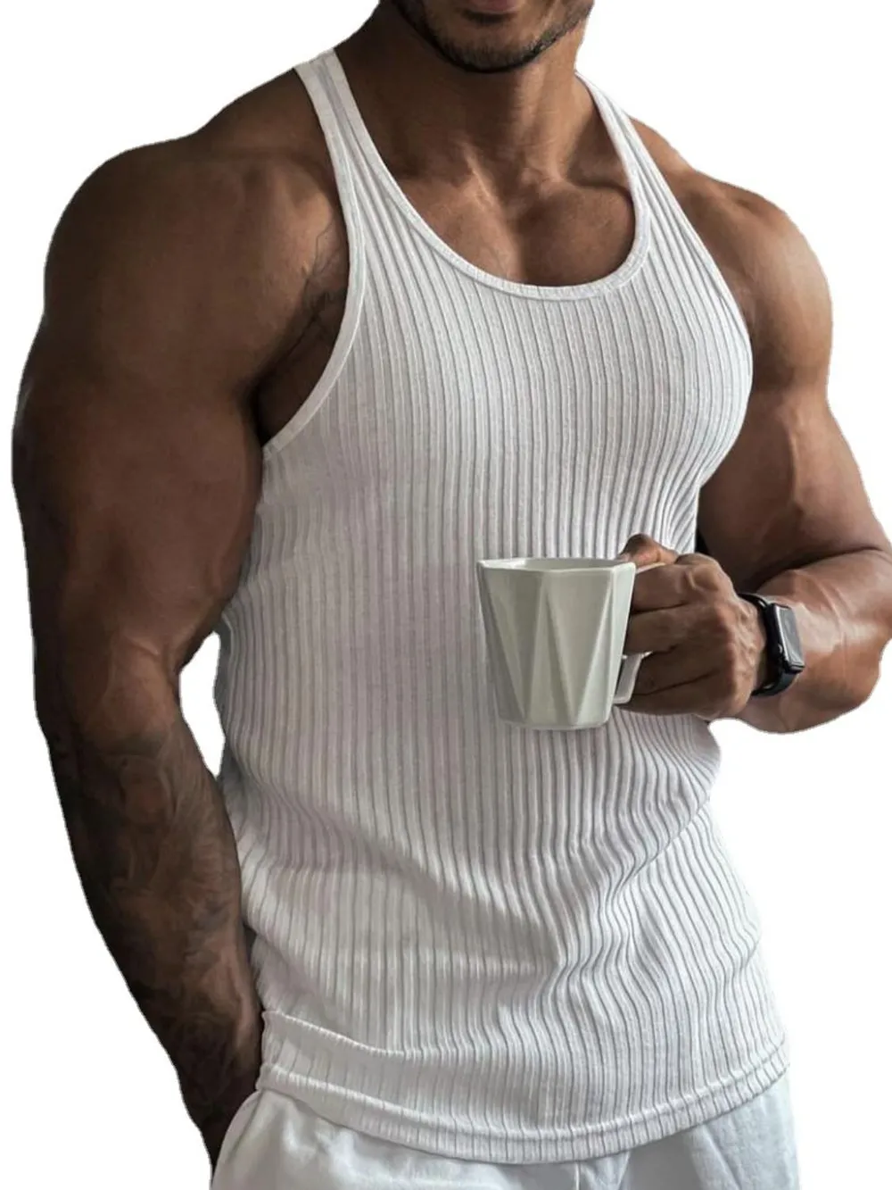 Men's Plus Size Round Neck Wide Strap Tank, image 3