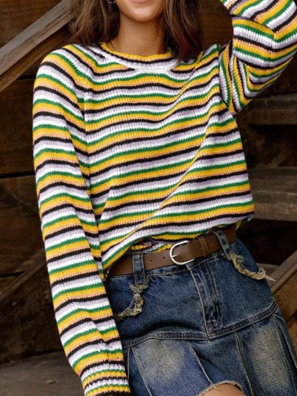 Rainbow Striped Pullover Sweater, image 11