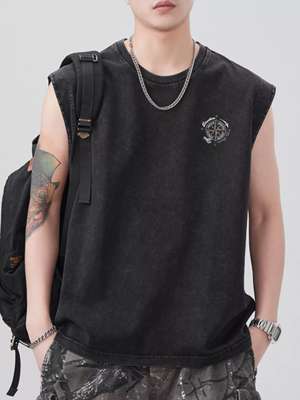 Men's Plus Size Round Neck Tank, image 3