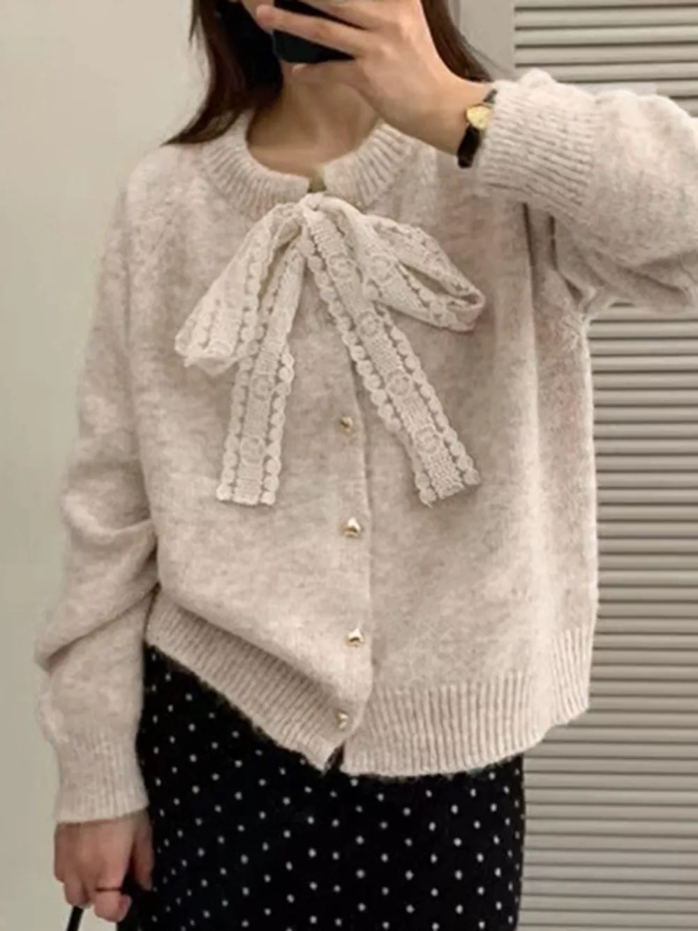 Lace Bowknot Knit Cardigan, image 15