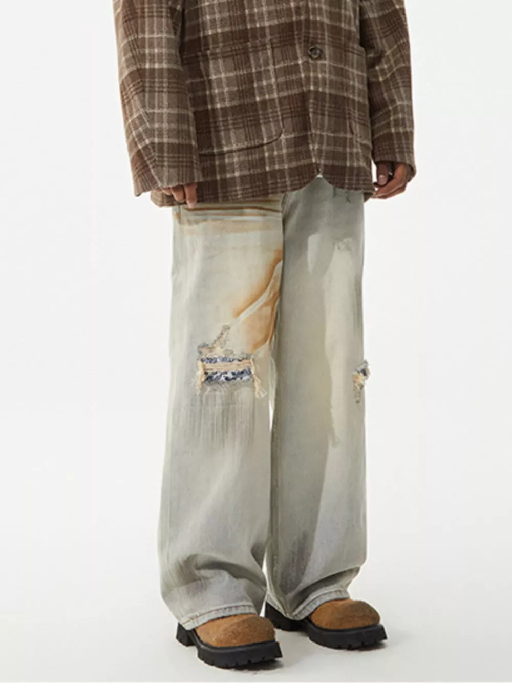 Men's Distressed Wide Leg Jeans, image 6