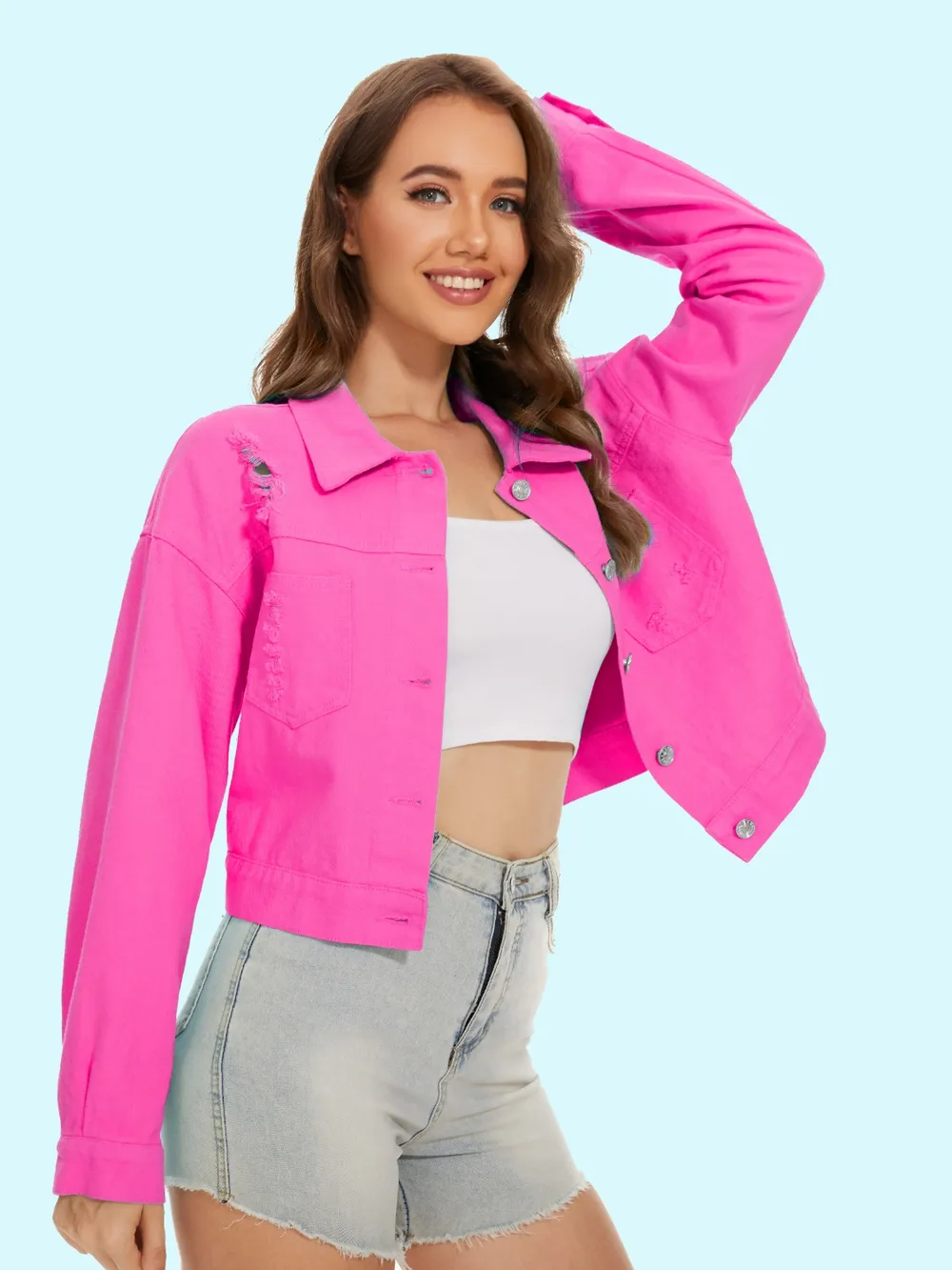 Distressed Distressed Button Up Denim Jacket, image 11